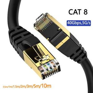 Cat 8 이더넷 라운드 케이블 LAN 네트워크 Cat8 Rj45 속도 네트워크 케이블 40Gbps 플랫 케이블 2000Mhz 26AWG 라우터 Pc Ps4 TV 노트북 용