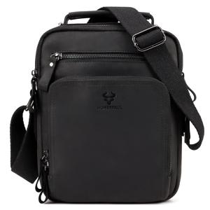 HUMERPAUL 남성용 소가죽 숄더백, 캐주얼 크로스바디 백, 풀 그레인 가죽, 다기능 아이패드 메신저, 핸드백 품질