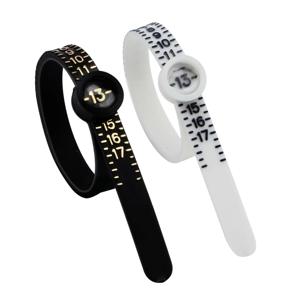 PHYHOO 미국 영국 EU 플라스틱 손가락 크기 밴드 게이지 링 측정 벨트 조정 가능한 돋보기 링 Sizer 여성용 남성용