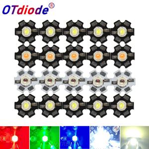 10-100pcs 1W 3W 고전력 LED 다이오드 따뜻한 차가운 자연 화이트/레드/그린/블루/로얄 블루 450 660nm 딥 레드 UV 20mm 스타 PCB