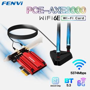 FENVI WiFi 어댑터 WiFi 6E AX210 5374Mbps Tri Band 2.4G/5G/6Ghz Blue-tooth 5.3 802.11AX 게임 레드 무선 네트워크 카드 Win10/11