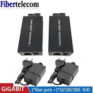 1 쌍 미니 기가비트 광섬유 미디어 변환기 100/1000Mbps 광 트랜시버 SC-RJ45 이더넷 스위치 20Km EU 전원