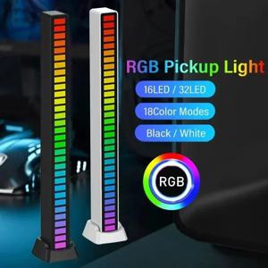 RGB LED 스트립 라이트 음악 사운드 제어 픽업 리듬 주변 램프 분위기 야간 조명 바 자동차 룸 TV 게임 장식