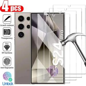 NNBILI 4PCS 풀 커버 강화 유리 삼성 갤럭시 S24 S25 S26 울트라 S26 지문 스크린 보호기 보호용 HD 유리