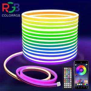 LED 네온 스트립 조명, 앱 포함 5-30M 네온 로프, 44 키 리모컨, 홈 데코 요정 조명, EU 플러그