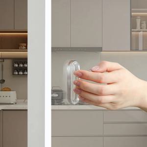 4PCS 자기 접착 슬라이딩 도어 핸들 투명 플라스틱 부드러운 PU 도어 핸들 주방 캐비닛 유리 슬라이딩 도어 서랍 핸들