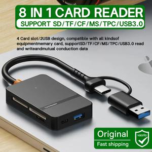 8-in-1 카드 리더 USB3.0 허브 CF/SD/MS/TF 메모리 카드 리더 PC iPhone15 16 트레일 카메라 컨버터 외부 USB 플래시 드라이브 스마트 카드 리더