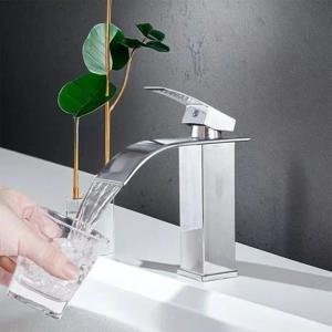 욕실 가정용 폭포형 세면대 스테인리스 스틸 높낮이 조절 수도꼭지 및 냉수 화장실 검정색 온수 세면대