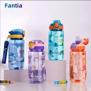 실리콘 빨대 누수 방지 플라스틱 물병, 어린이 물컵, 600ml 공룡 물병, 시피컵, 여름