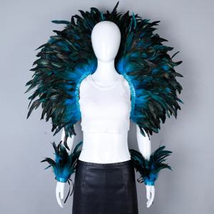 우아한 여성의 2 피스 목도리 세트 코스프레 깃털 펑크 스타일 할로윈 가장 무도회 파티 카니발 새로운