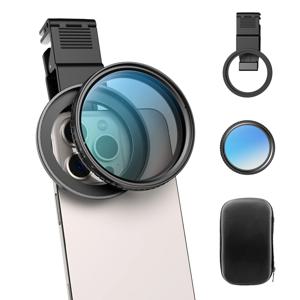 APEXEL 67mm 전화 CPL 편광 필터/ND 32/ND 400 필터(DSLR용 범용 클립 포함) Nikon Canon iPhone Samsung 모든 휴대폰