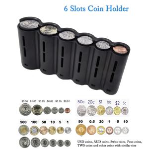 느슨한 동전 홀더 USD AUD 스위스 TWS 칠레 페소 동전 디스펜서 분류기 수집기 웨이터 출납원 드라이버 6 종류의 동전 보관함