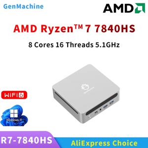 Genmachine AMD Ryzen 7 7840HS 미니 PC 8 코어 16 스레드 3.6-5.1GHz 75W Windows 11 LPDDR5 32G 6400Mhz WIFI6 BT5.2 pc 게임