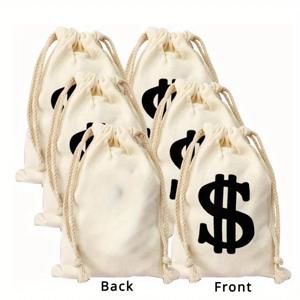 재사용 가능한 졸라매는 끈 달러 기호 캔버스 머니 백 - 졸업식, 파티 호의, 선물 포장, 사무실 및 휴일 장식에 이상적