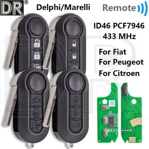 그레이트 ID46 PCF7946 433MHz 자동차 원격 키 Fiat 500 Punto Panda Bravo Delphi 500L Ducato Citroen Jumper Peugeot Boxer Marelli