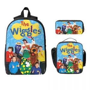 3Pcs Wiggles 학교 가방 세트 소년 소녀 펜 가방 배낭 세트 초등 학생을위한 도시락 상자 Daypack