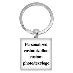 개인화 된 25mm 키 체인 사각형 펜던트 맞춤형 키 체인 사진 엄마, 아빠, 조부모의 가족을위한 좋아하는 선물