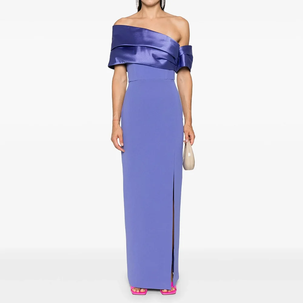 맞춤형 연보라색 프롬 드레스 오프숄더 우아한 여성 이브닝 가운 맥시 스트랩리스 사이드 슬릿 파티 드레스