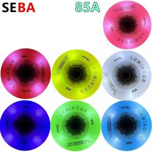 85A SEBA LED 휠 발광 롤러 스케이트 휠 4개 비드 72mm 76mm 80mm 플래시 타이어 (SEBA HV High HL IGOR 72 76 80 용) 8개/세트