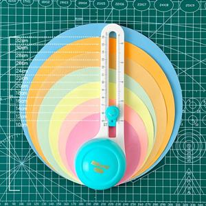 1개 360 °   종이 절단기, DIY 원형 종이 절단기, 절단 직경 3.94-12.6 인치, 교체 가능한 절단 헤드 3개