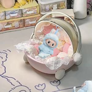 Mokoko Labubu 공간 모듈 인형 수면 요람 면 보관 상자 싱가포르 독점 인형 집 액세서리