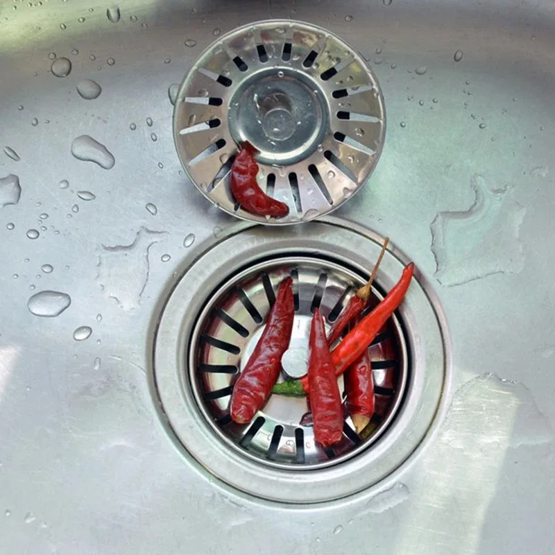 프리미엄 스테인리스 스틸 교체용 주방 싱크 스트레이너 배수구 플러그 80mm 배수구 스트레이너 배수 바구니 1개