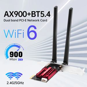 WiFi 6 PCIe FV-AX900pro 네트워크 카드 Bluetooth 5.4 듀얼 밴드 2.4G/5.8GHz 외부 안테나 Win10/11용 게임/PC 어댑터