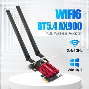 FENVI WiFi 6 AX900 PCIE WiFi 어댑터 Bluetooth 5.4 802.11AX 데스크탑 Win 10/11 용 2.4G/5GHz 900Mbps 무선 네트워크 카드