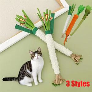 고양이 씹는 장난감 파 모양의 고양이 잔디 어금니 스틱 벨 새끼 고양이 젖니가 남을 완화 치아 청소 훈련 고양이 장난감