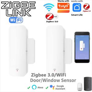 Tuya Zigbee 3.0 WiFi 스마트 도어/창문 센서 개폐 감지기 홈 보안 알람 음성 제어 Alexa Google Home과 호환