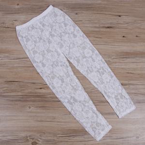여성 여름 레깅스 솔리드 컬러 꽃 레이스 쉬어 긴 탄성 밴드 높은 허리 바지 빈티지 슬림 피트 와일드 패션 바지