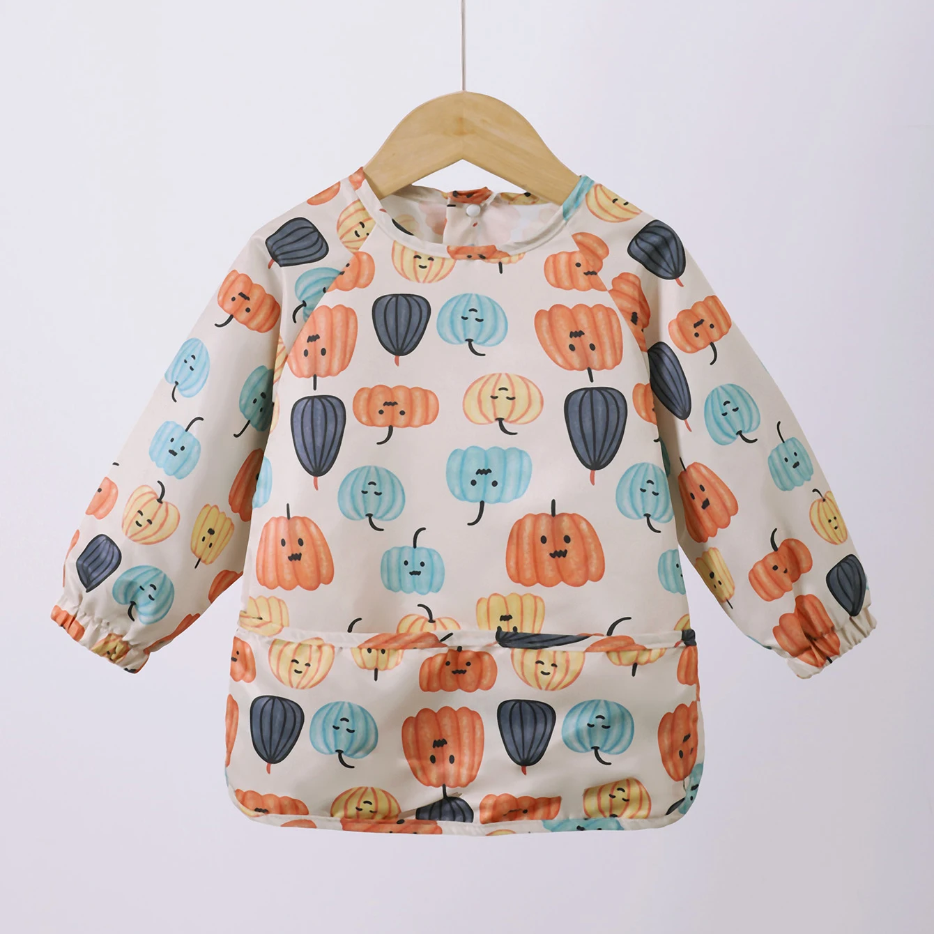 덴마크 아동용 긴팔 역방향 드레싱 아기 식탁보 슈퍼 소프트 방수 아기 식사 가방 오염 방지 수유