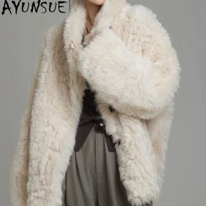 AYUNSUE 천연 양피 모피 코트 여성 2025 진짜 가죽 자켓 겨울 자켓 럭셔리 의류 여성 새 스타일 Шуба Женская