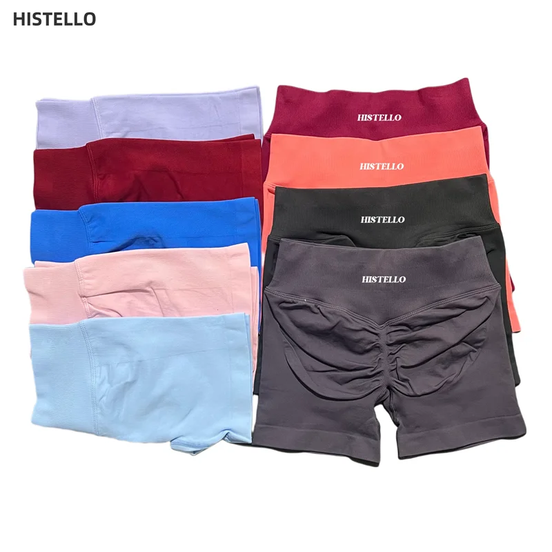HISTELLO Impact Shorts Df 대체 하이 웨이스트 여성 요가 운동 짧은 이음새없는 레깅스 스트레치 피트니스 러닝 체육관 반바지