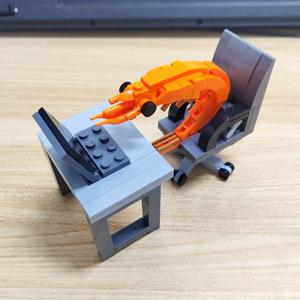 MOC 빌딩 블록 새우 모델 인형, 퍼즐 조립, 남학생과 여학생 무작위 혼합, 인터넷 연예인 창작 패러디