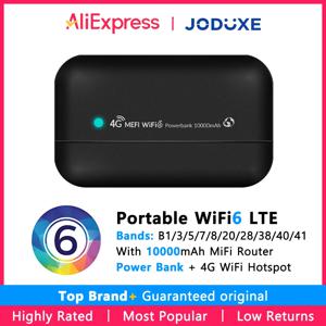JODUXE 4G LTE WiFi 라우터 WiFi 6 10000mAh 모바일 WiFi 무선 모뎀 포켓 WiFi 300Mbps 핫스팟 글로벌 주파수 대역