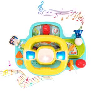 아기 전동 운전대, 카시트 및 유모차용, 운전 시뮬레이션 음성 장난감, 0-36개월 유아 교육용 장난감