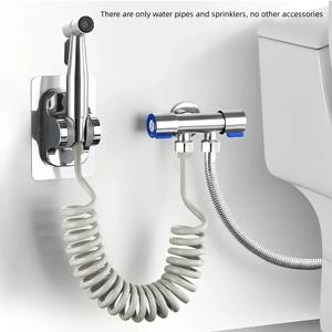 1 세트 304 스테인레스 스틸 와이어 드로잉 비 펀칭 부스터 화장실 스프레이 건-작은 꽃 스프링클러가있는 여성 세척 장치