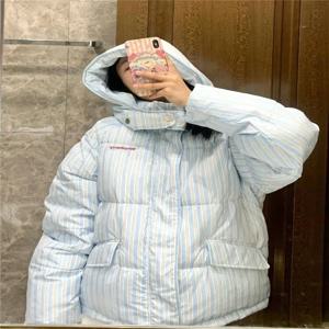 2025 겨울 신상 후드 재킷 한국 루즈핏 따뜻한 두꺼운 코튼 코트 여성 프린팅 오버코트 퀼팅 코트 여성 롱 파카 아우터