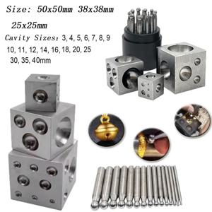 광택 처리된 고탄소강 캐비티가 있는 다핑 블록 사각형 벨 제작 펀칭 도구 보석 제작 도구