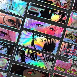 32개 랜덤 레이저 애니메이션 뷰티 아이 스티커 오토바이 자동차 자전거 헬멧 탱크 레이싱 JDM 로고 액세서리 데칼 DIY 스티커 팩