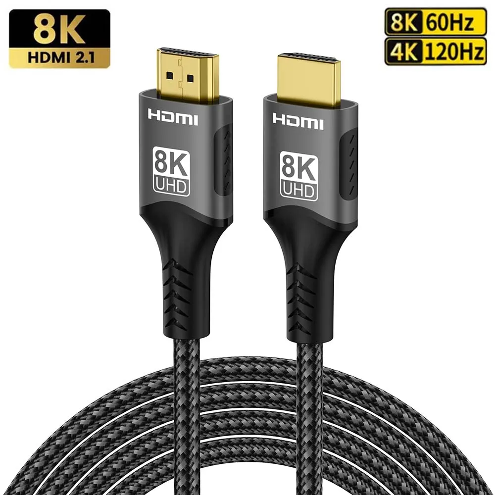8K HDMI 호환 2.1 케이블 8K@60Hz 48Gbps ARC HDCP 초고속 HDR RTX 비디오 케이블 PC 노트북 프로젝터 4K@120Hz HD TV용