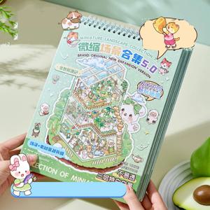 20개/봉지 안개가 자욱한 마을 미니어처 풍경 대형 스티커북 6가지 종류로 끝없는 재미 DIY 3D 장면 두뇌 게임으로 시간 죽이기