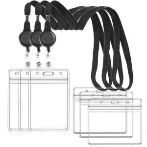 1/3개 카드 홀더, 방수 PVC, 스케일러블, 작업용 ID 및 이름표 카드 보관 용품용, 걸이끈 포함, TMZ