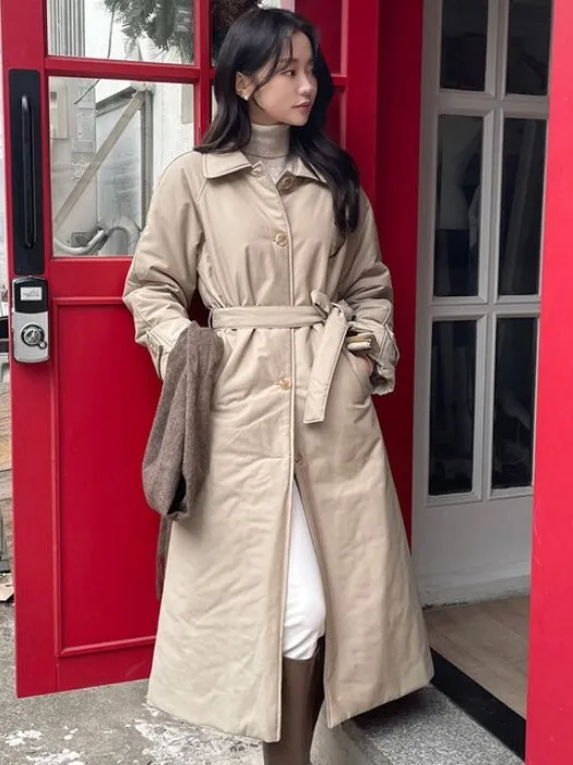 우아한 스트리트 스타일 코트 따뜻한 허리끈 코튼 재킷 여성용 시크 레트로 턴다운 칼라 중간 길이 코튼 코트