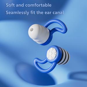 HUAK 3층 실리콘 귀마개 재사용 가능한 소음 감소 소프트 귀마개, 수면, 수영, 작업용 귀마개 청력 보호
