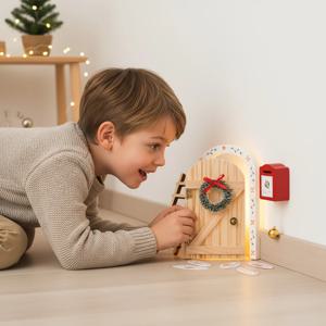 나무 엘프 문 세트 만화 크리스마스 방 장식 인형집 캐릭터 스티커 동화 스타일 장식품 생일 선물