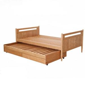 체리나무 원목 어린이침대, 일본식 통나무 이층침대, 서랍트레일러 포함, 엄마와 아이 침대