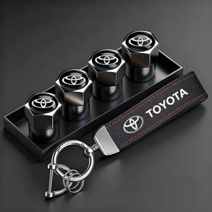 토요타 자동차 타이어 휠 밸브 캡 커버 스웨이드 자동차 키 체인 링 키홀더 (토요타 GR 코롤라 야리스 아이고 프리우스 RAV4 크라운 캠리 용)