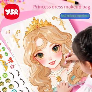 여아 메이크업 장난감 세트 DIY 공주 화장품 키트 조용한 스티커북 생일 선물 어린이 미술 공예 드레스업 스티커 크리스마스